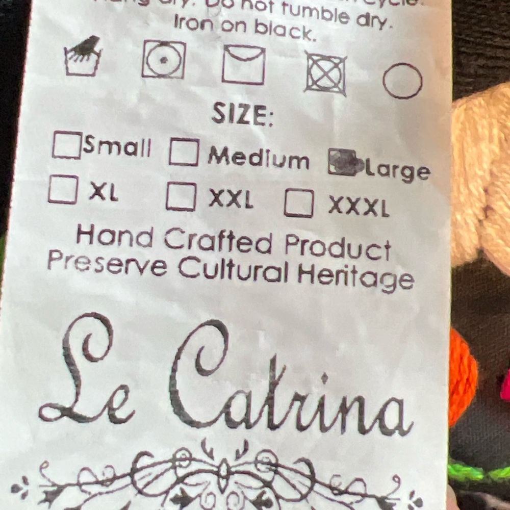 EUC- Le Catrina Black Hoodie with Floral Embroidery - Picture 3 of 3